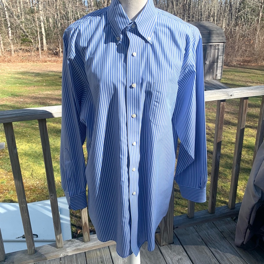 Brooks Brothers Blue & White Regent Button Down Shirt Size L